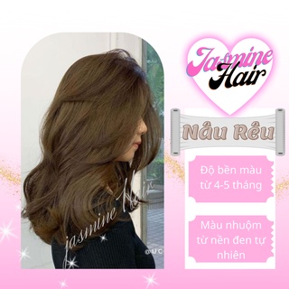 Thuốc nhuộm tóc màu NÂU ÁNH RÊU không tẩy , tặng kèm oxy trợ dưỡng bao tay nhuộm tóc | Jasmine Hair