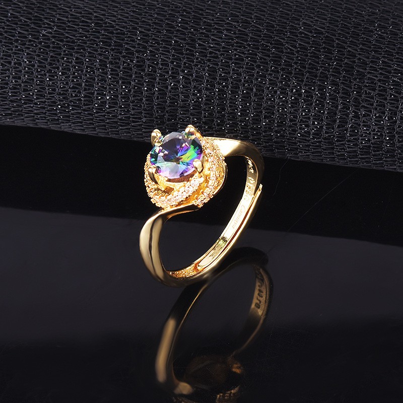 Nhẫn mạ vàng đính kim cương giả moissanite sang trọng cho nữ pt950