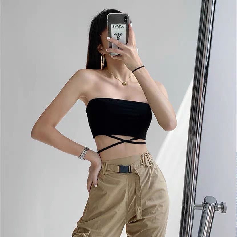 Áo Ống Croptop Đan Dây Eo Áo Kiểu Nữ Form Dáng Croptop Sexy