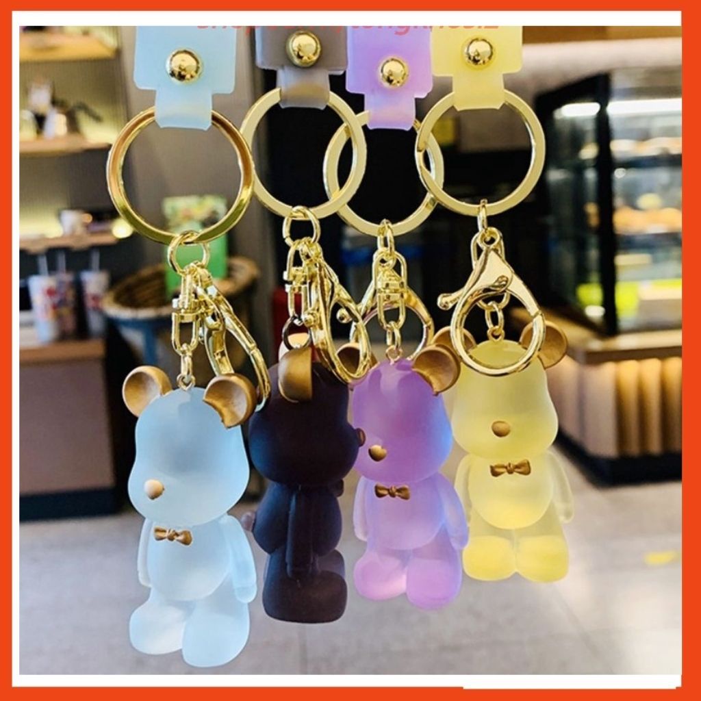 Móc khoá hình gấu pha lê trong suốt dễ thương treo balo, túi xách, móc chìa khóa xe máy - NgocThi Store