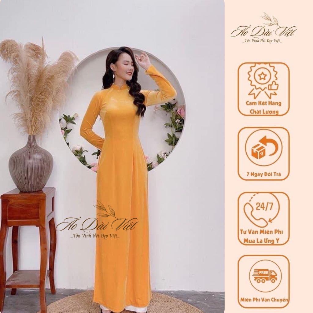 BST Mẫu Áo Dài Nhung Trơn Đủ Màu Sắc Chào Thu 2022, Áo Dài Thu Phương Cam Kết Chất Lượng, Chuẩn Phom Dáng