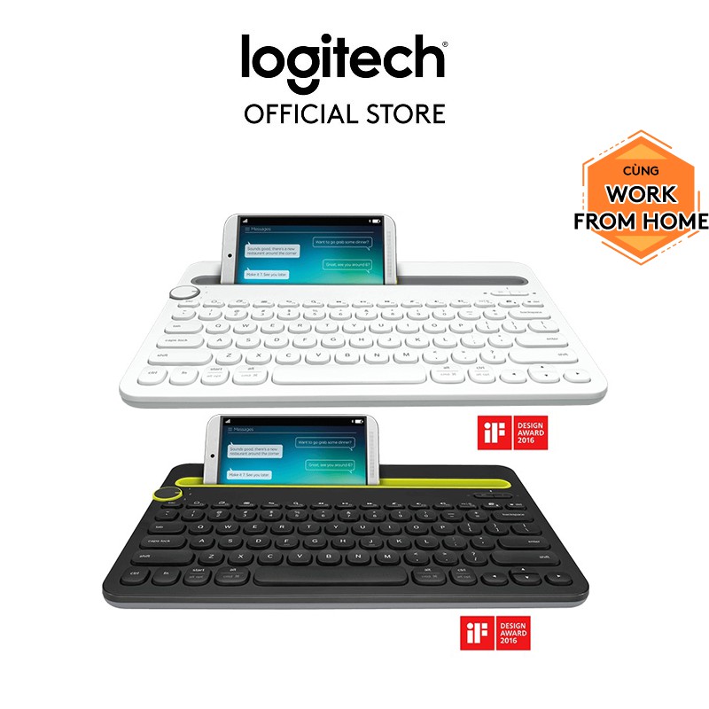 [Mã ELMALL10 giảm 10% đơn 500K] Bàn phím Bluetooth đa thiết bị Logitech K480 [Đen-Trắng]