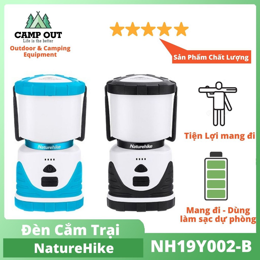 Naturehike đèn cắm trại campoutvn led du lịch dã ngoại đen pin sạc dự phòng A023