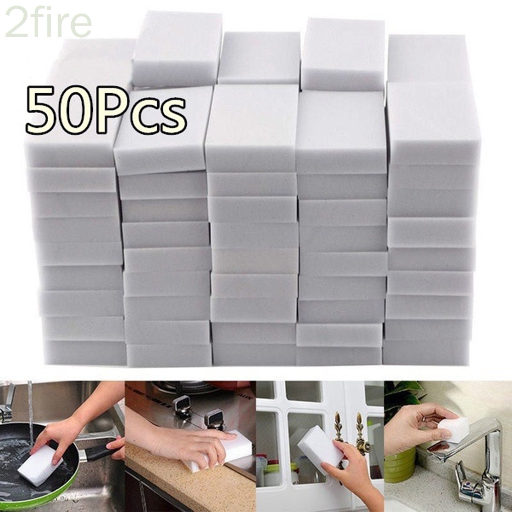 Set 50 cái bọt biển làm sạch màu trắng đa năng cho phòng tắm/ nhà bếp