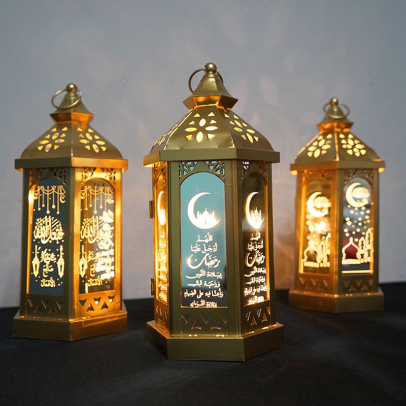Đèn LED Ban Đêm Bằng Kim Loại Hình Eid Mubarak Đạo Hồi Trang Trí Nhà Cửa