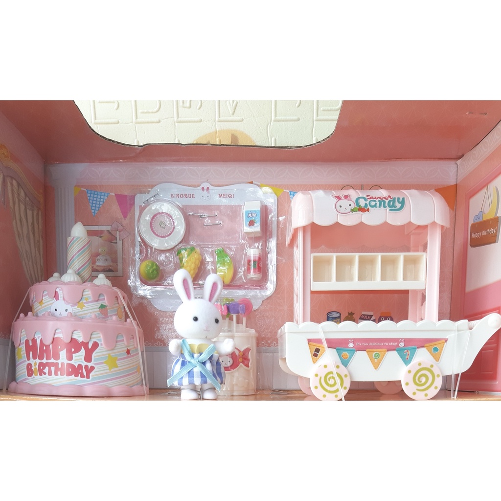 Bộ đồ chơi mô hình nhà thỏ thiết kế vô cùng tinh xảo, đẹp, sắc nét đến từng chi tiết nhỏ 4 trong 1