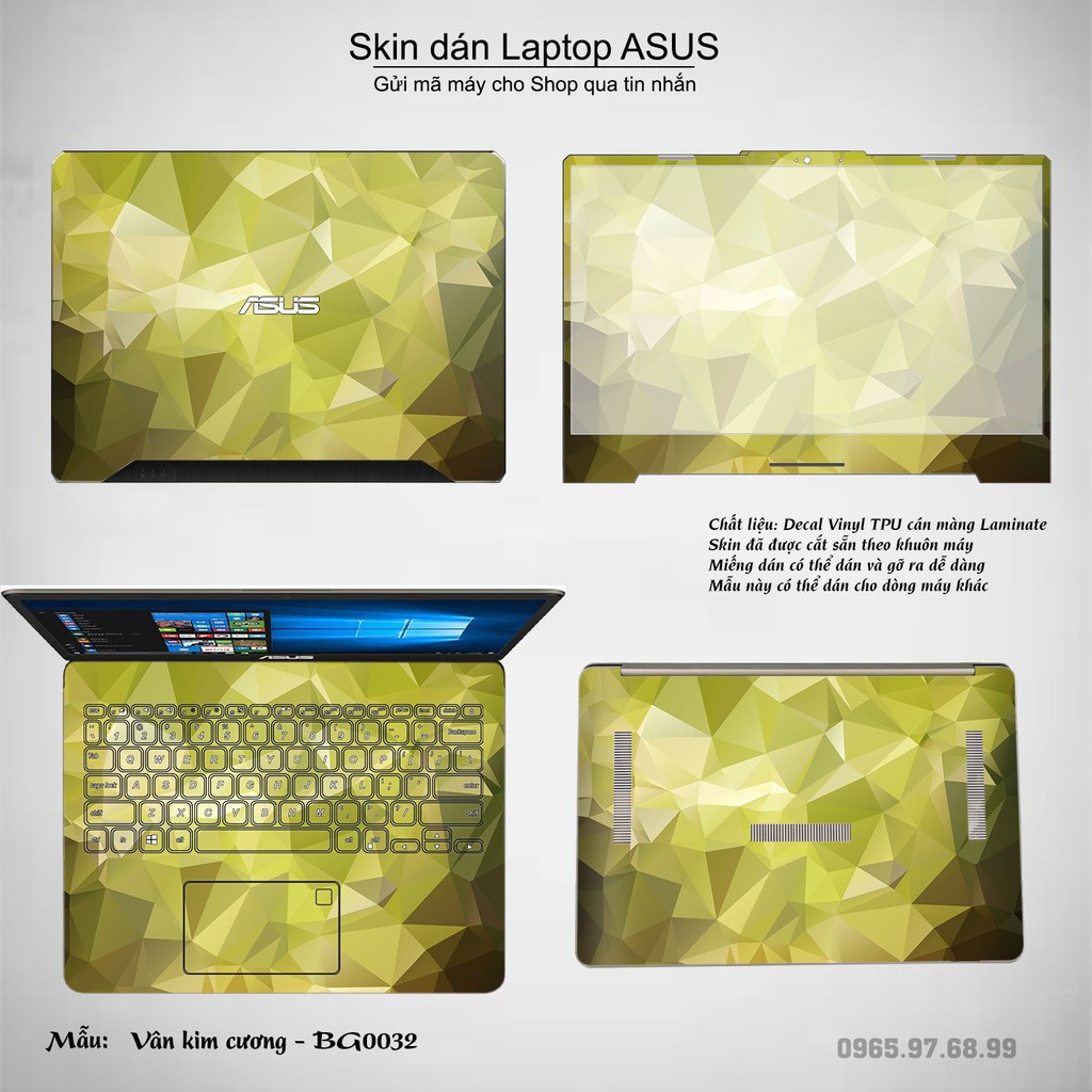 Skin dán Laptop Asus in hình Vân kim cương (inbox mã máy cho Shop)