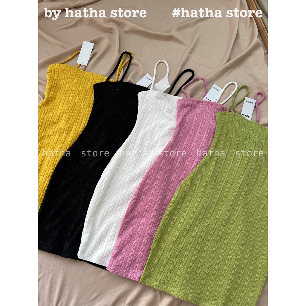 ĐẦM BODY THUN 2 DÂY BÔNG LÚA KÈM ẢNH THẬT FULL MÀU