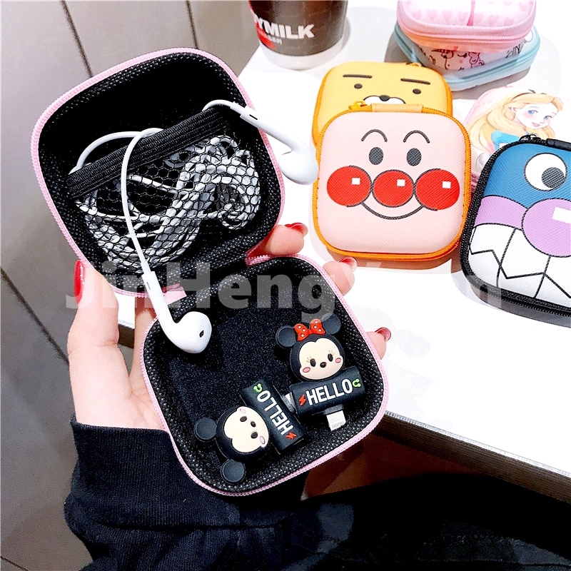 Zipper storage box cute cartoon coin data cable storage bag