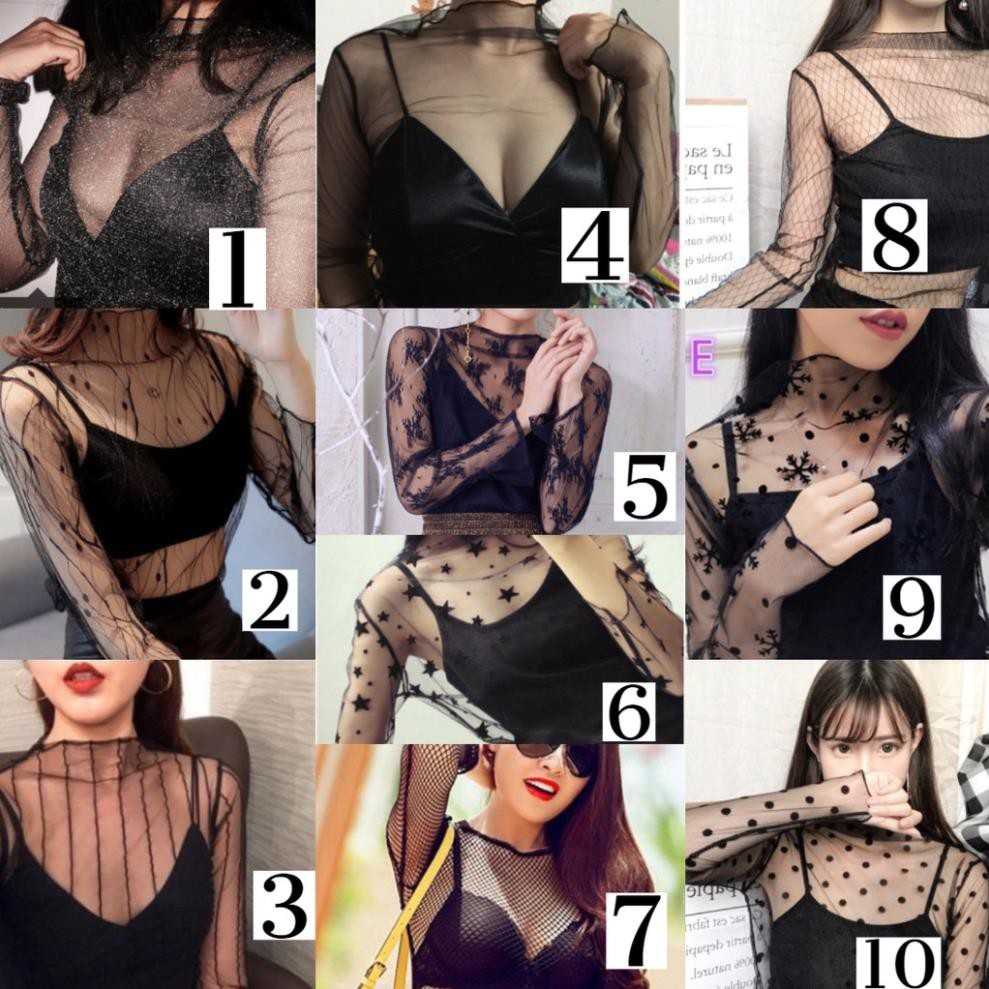 Áo lưới trong suốt áo ren xuyên thấu Quảng Chầu hàng dệt, ôm body sexy 9 kiểu mới lạ *