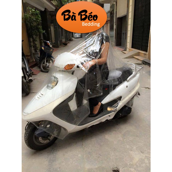 Áo mưa trong suốt , Áo mưa đi xe máy nhựa vi sinh trong suốt dạng cánh dơi chống nước tốt