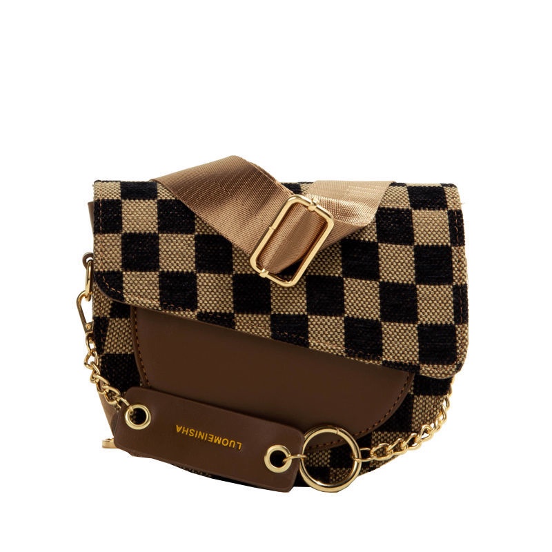 IELGY Túi đeo chéo vai họa tiết ô vuông thời trang sành điệu cho nữ