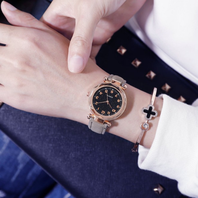 Đồng hồ thời trang nữ Mstianq MS32 dây da lộn cực đẹp, mặt số dể dàng xem giờ | BigBuy360 - bigbuy360.vn