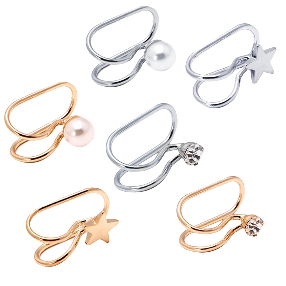 Khuyên tai dạng kẹp hình ngôi sao đính đá phong cách Hàn Quốc cho nữ