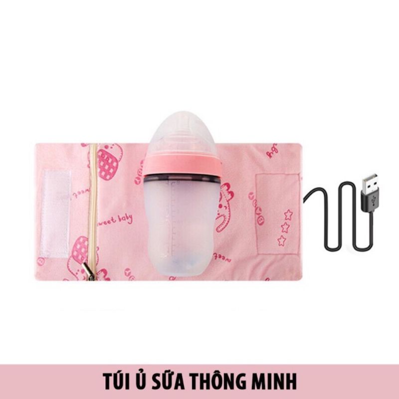 Túi ủ bình sữa thông minh, cắm sạc đầu usb phù hợp với hầu hết các loại bình sữa cho bé