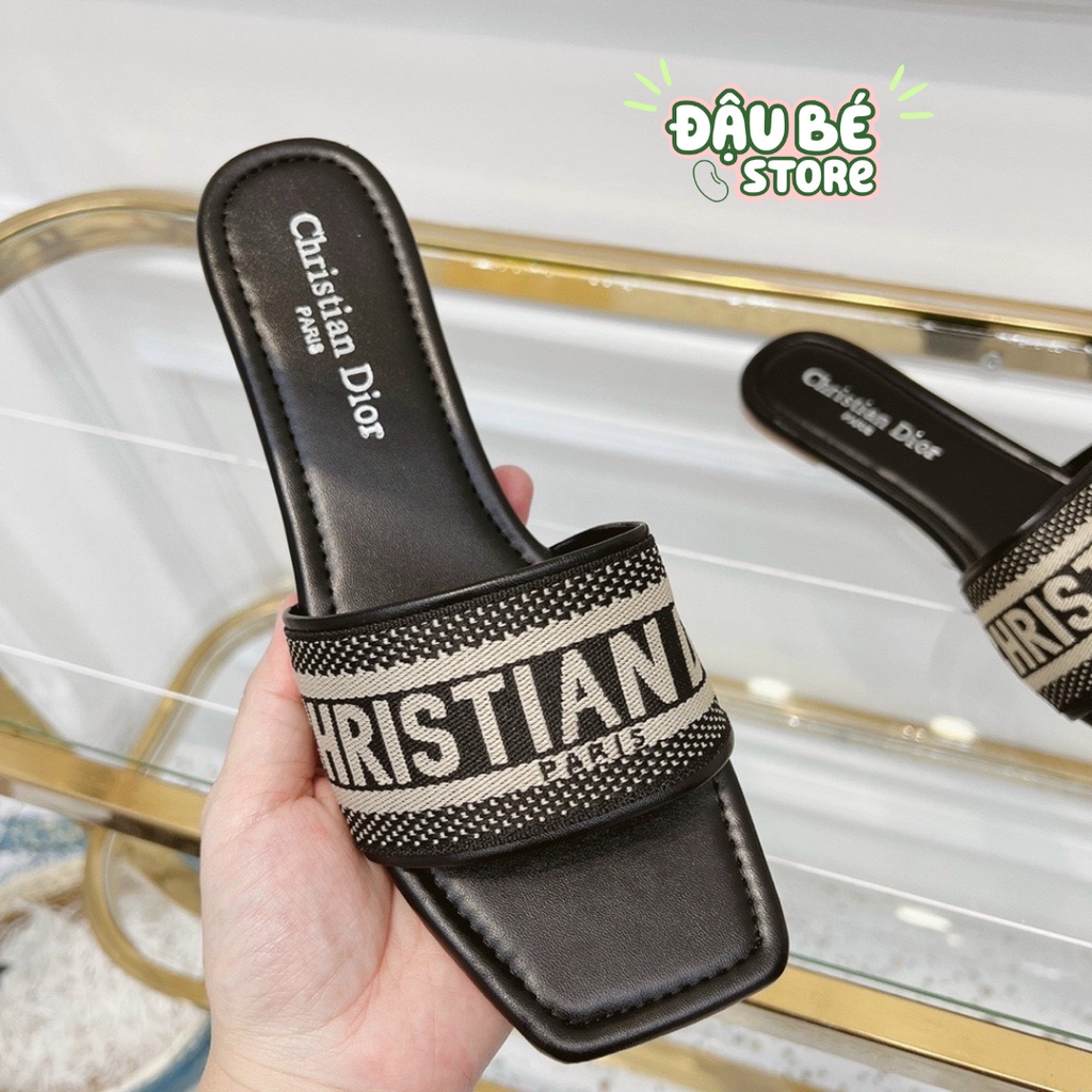 Dép Lê Thổ Cẩm Chri.Stian Di.Or Quai Chun Thời Trang Sang Chảnh - Dép Lê Quai Ngang Đế Bệt Mũi Tròn - D043 - Daube
