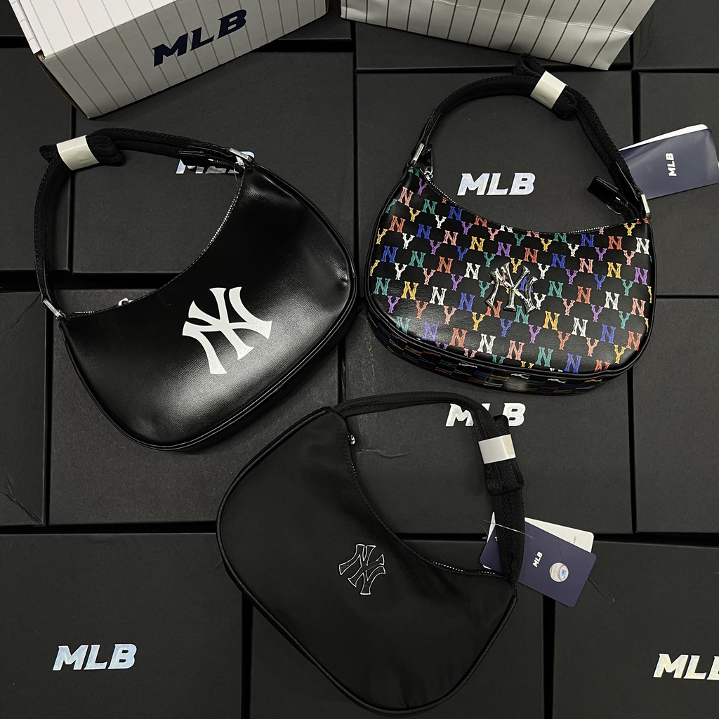 ✅ [ FELIX CHUẨN 1:1+ VIDEO] Túi Đeo Vai Da NY MLB Monogram Rainbow Hobo Bag - 3ABQS041N-50BKS | CÓ SẴN HÀNG