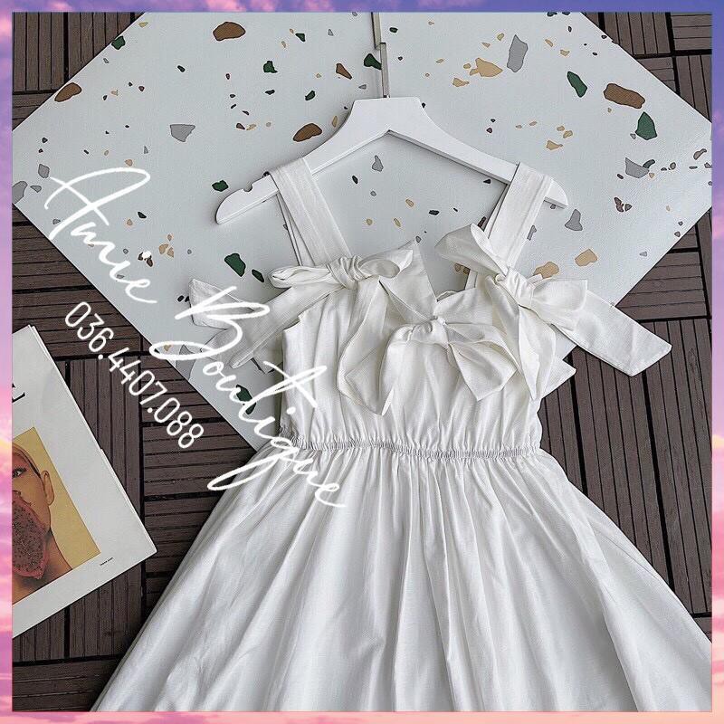 Váy Hai Dây Váy Babydoll Váy 2 Dây Bản To Phối Nơ Ngực Hàn Xẻng Điệu Đà Sang Chảnh | BigBuy360 - bigbuy360.vn