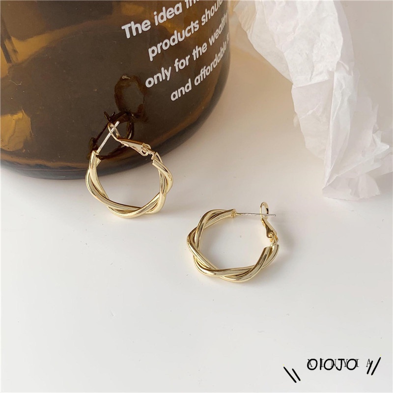 1 Cặp Bông Tai Kim Loại Hình Tròn Xoắn Sáng Tạo Phong Cách Hàn Quốc Cổ Điển Thời Trang