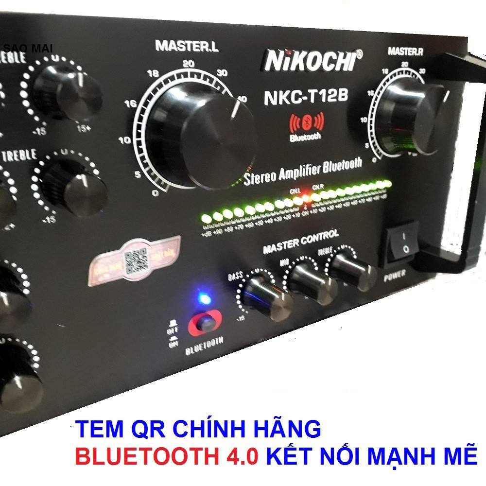 Amply Bluetooth Ampli karaoke nghe nhạc NIKOCHI T12B - Hàng chính hãng cao cấp