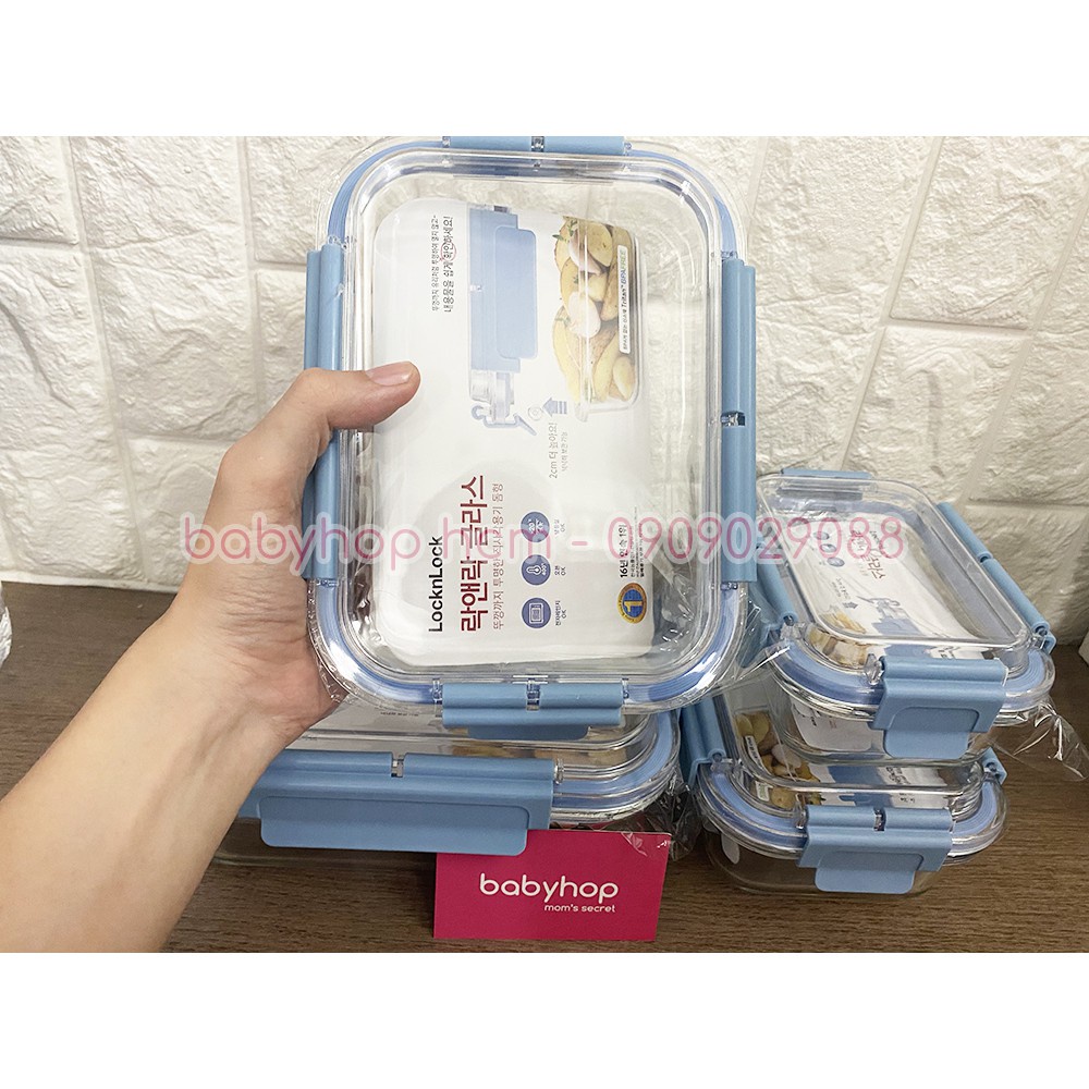 Hộp thủy tinh chịu nhiệt Lock&Lock nắp vòm nhựa Tritan Cap Glass Container LLG491 LLG492 LLG493 LLG494