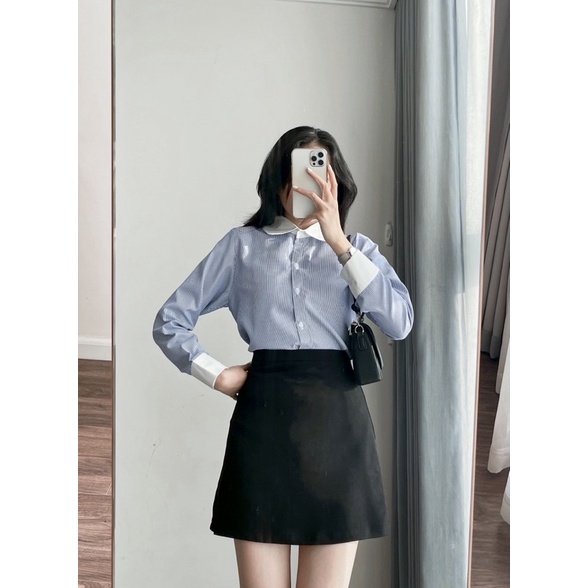 HILAN SHIRT - áo sơ mi thiết kế phối tay, cổ REGEN