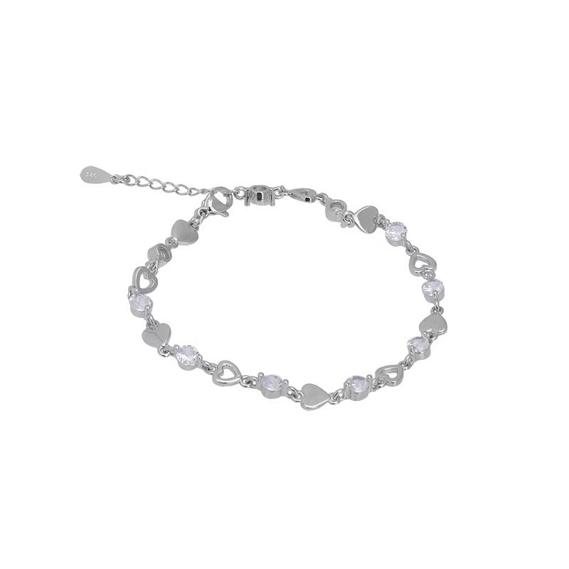 Vòng Tay Đính Đá Hình Trái Tim Phong Cách Hàn Quốc Sang Trọng