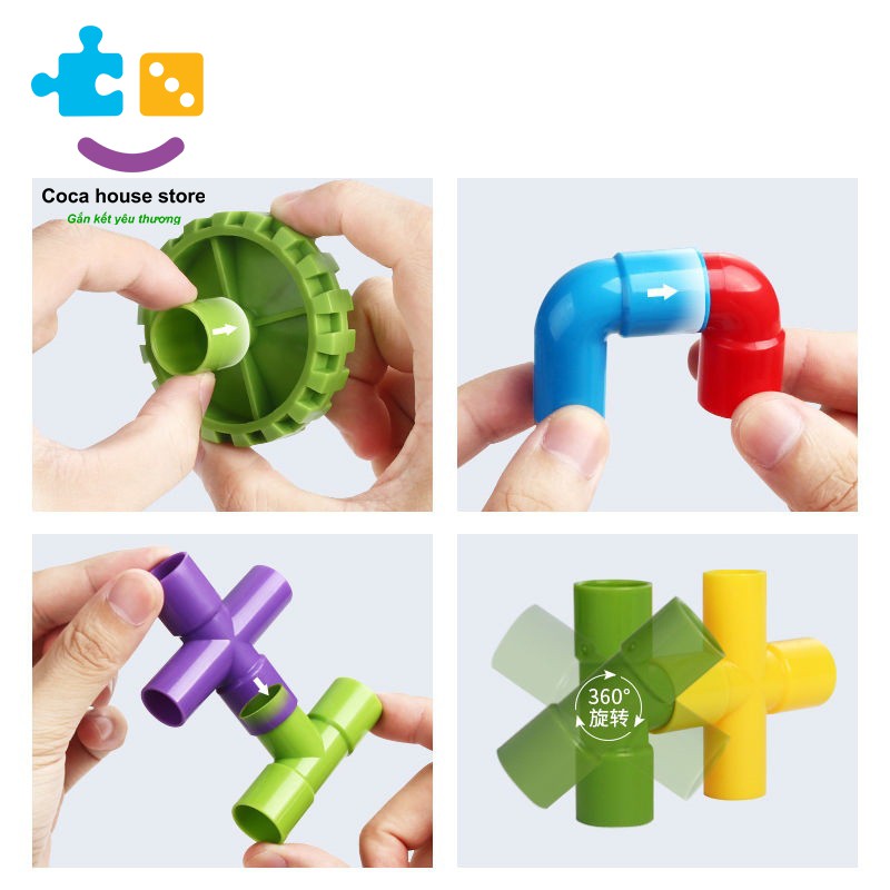 Đồ chơi lego lắp giáp ống nước (96 chi tiết) - đồ chơi xếp hình nối ống nâng cao khả năng sáng tạo cho bé (hộp nhựa)