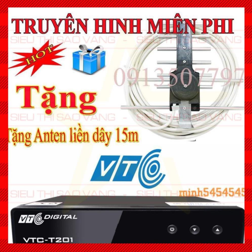 đầu thu truyền hình số mặt đất DVB T2 VTC T201 tăng anten kèm dây 15m