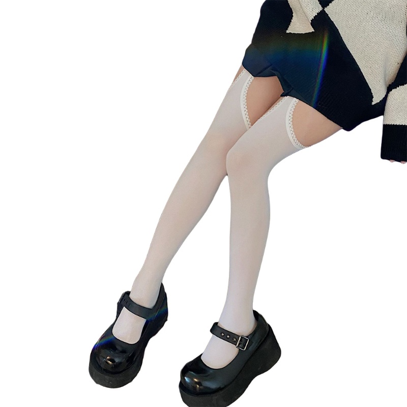 Xiangbao Dây Đai Nịt Bít Tất Giả Phối Ren Lỗ Cắt Bên Gợi Cảm Harajuku Lolita Gothic Cho Nữ