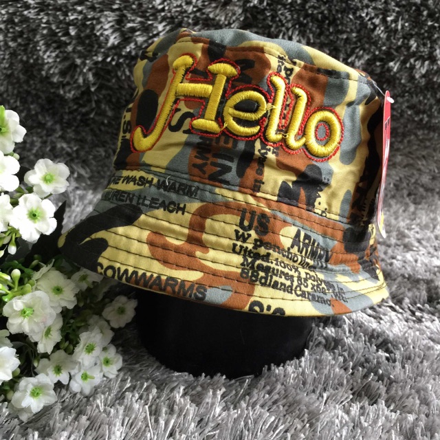 Nón bucket màu lính cho bé