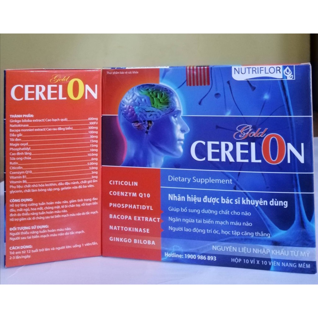 Cerelon Gold bổ não , tăng cường trí nhớ Hộp 100 viên