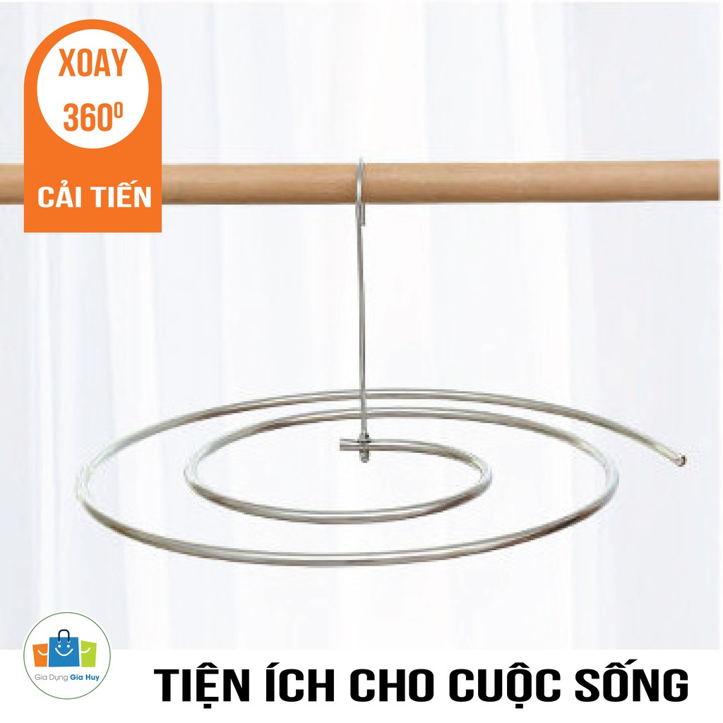 Móc phơi chăn hình tròn bằng INOX 304  không rỉ tiện lợi dang xoắn, móc treo chăn mền chịu lực cao GIA HUY