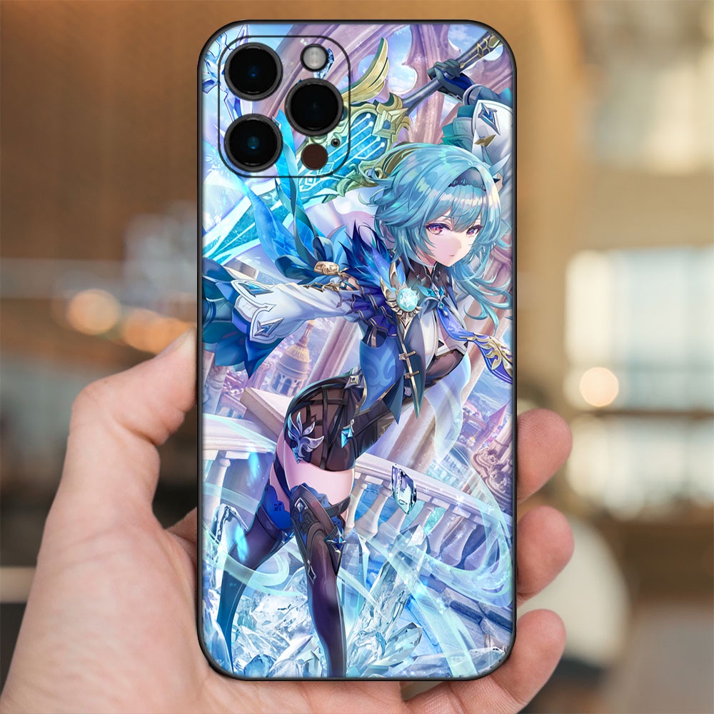 Ốp lưng iPhone 12 Pro Max dẻo đen cạnh vuông in hình Eula Genshin Impact