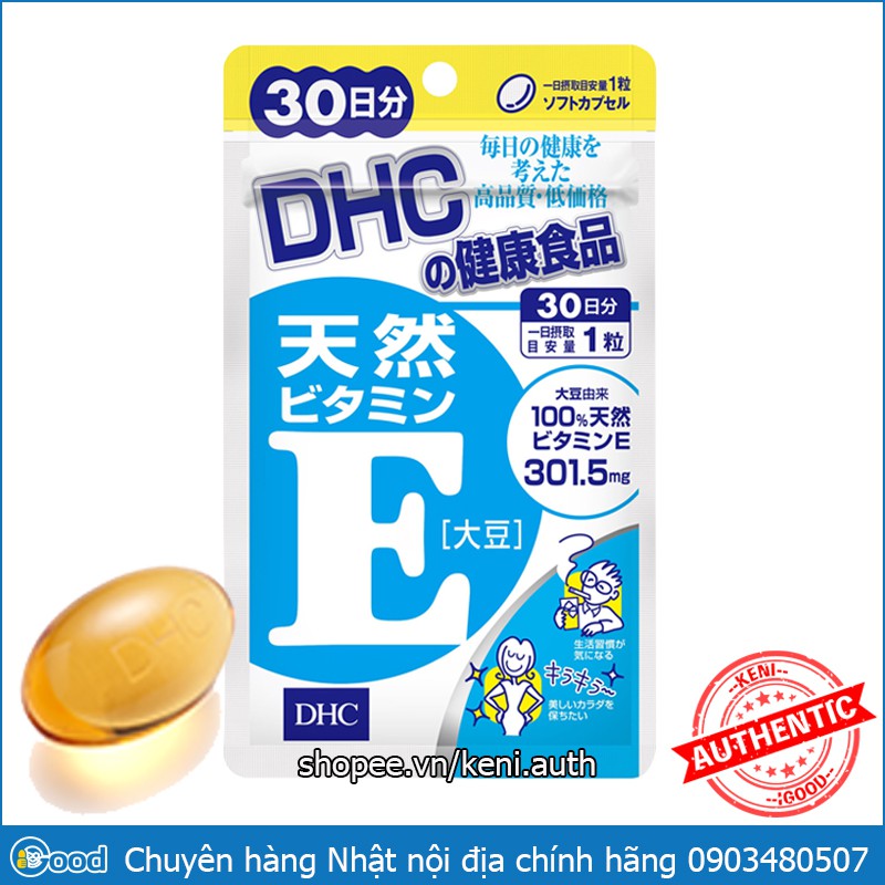 Viên uống bổ sung vitamin E DHC Natural Vitamin E (soybean) Nhật Bản | Thế Giới Skin Care