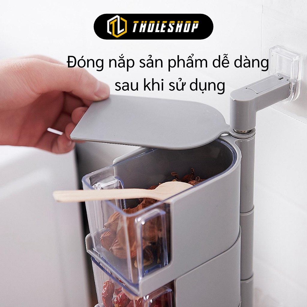 Hộp Đựng Gia Vị Treo Tường - Hũ Gia Vị Gắn Tường Đa Năng 4 Tầng Có Thể Xoay 6121