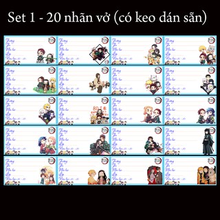 Nhãn-vở-anime Kimetsu-No-Yaiba ( 1 set 20 cái nhãn vở -12k)