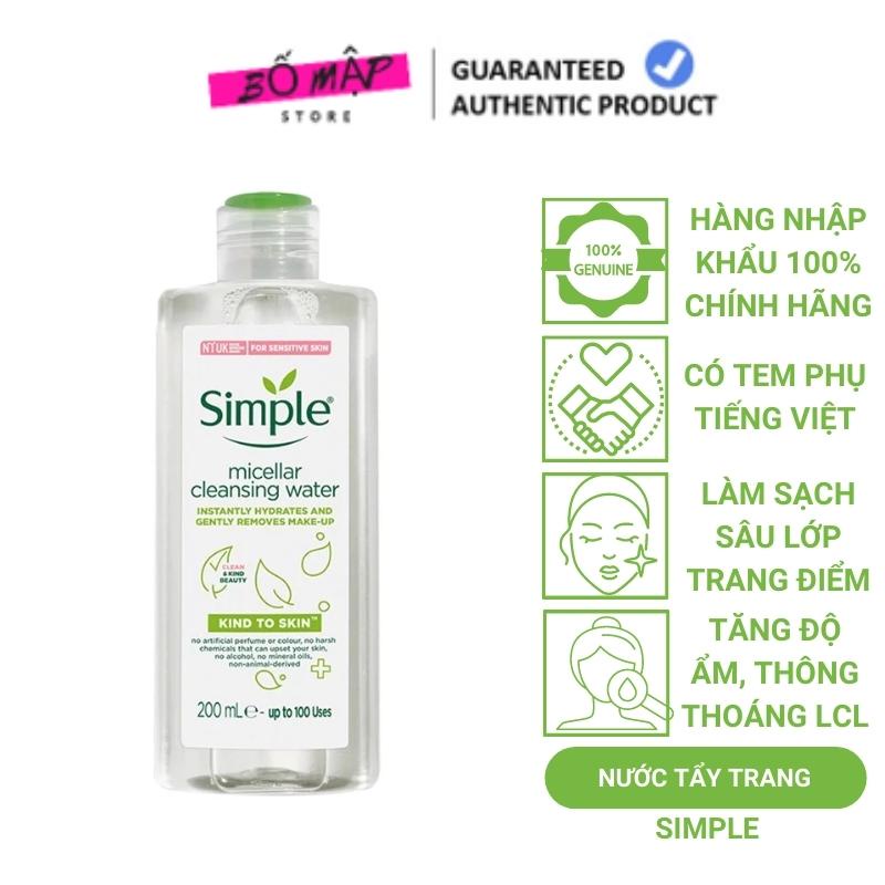 [ĐẠI LÝ CHÍNH HÃNG] Nước Tẩy Trang Không Cồn Simple Kind To Skin Micellar Water Ba Lan 200ml