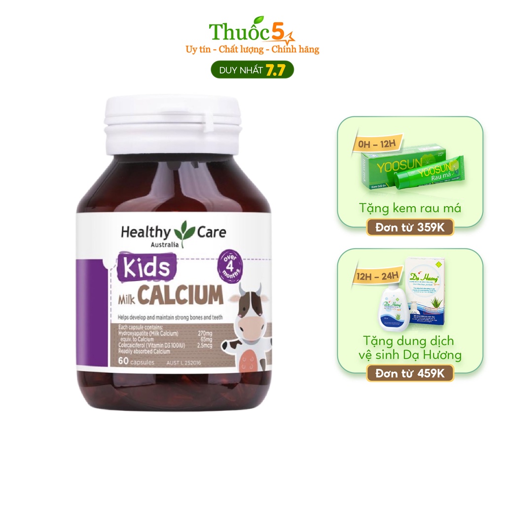 Healthy Care Milk Calcium hỗ trợ bổ sung Canxi cho trẻ nhỏ dạng 60 viên