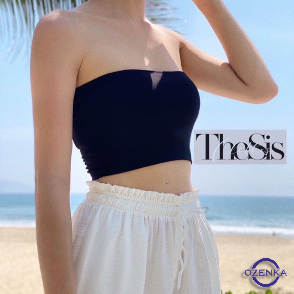 Áo ống quây ngực croptop len tăm 100% cotton 2 màu đen trắng free size dưới 53 kg AQ 099 | BigBuy360 - bigbuy360.vn