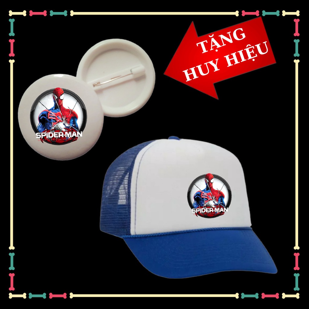 Mũ /Nón in hình Spiderman(Người Nhện) bé trai, bé gái, huy hiệu Spiderman trẻ em