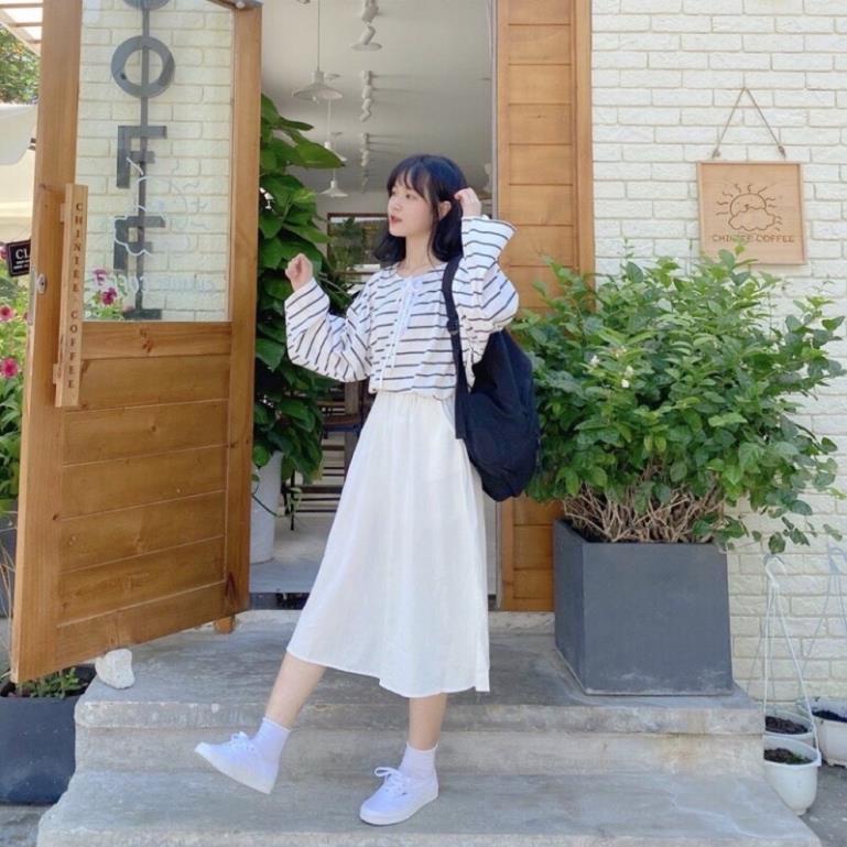 [XẢ KHO] Chân Váy Dài Ulzzang Phong Cách Hàn Quốc Chất Thô Kaki Mềm Thiết Kế Lưng Chun Freesize