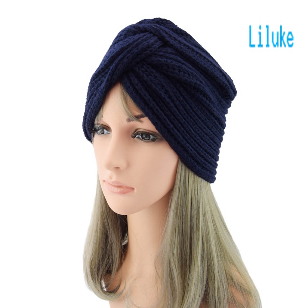Mũ Beanie Dệt Kim Màu Trơn Co Giãn Tốt Thời Trang Thu Đông Cho Nữ
