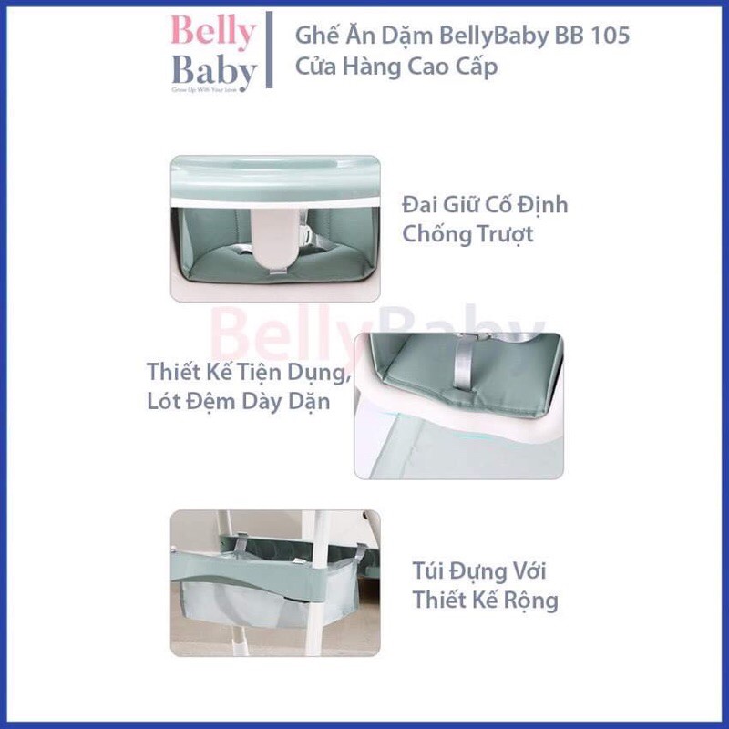 GHẾ ĂN DẶM BELLY BABY PHIÊN BẢN NÂNG CẤP 2021 CÓ BÁNH XE VÀ KHÔNG BÁNH(BB102 và BB105)