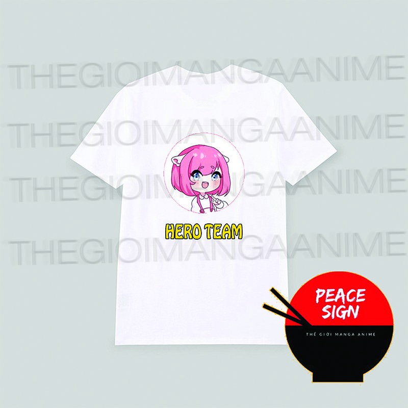 Áo thun phông trắng in hình HERO TEAM Mr Vịt Mèo Simmy Phong Cận Siro Kairon Timmy Kamui Sammy Đào anime chibi