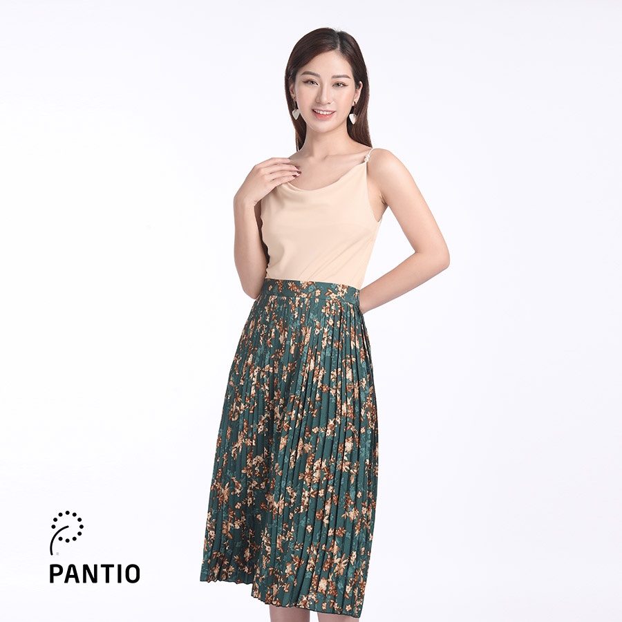 Chân váy dài chất liệu lụa mát họa tiết hoa nhí xếp ly FJD3775 - PANTIO