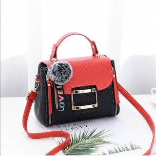 (Mua Túi xách dc tặng tai nghe- Kèm ảnh thật & video) Túi da đeo chéo cục bông phong cách trẻ trung năng động TXN306