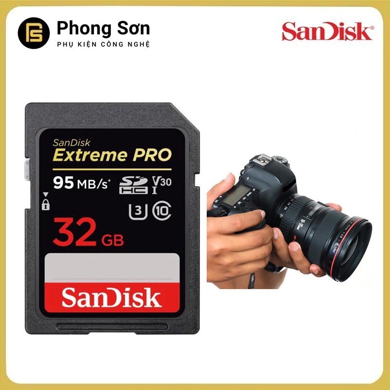 Thẻ nhớ SDHC 32GB Extreme Pro 633x 95mb/s UHS-1 Sandisk | BigBuy360 - bigbuy360.vn