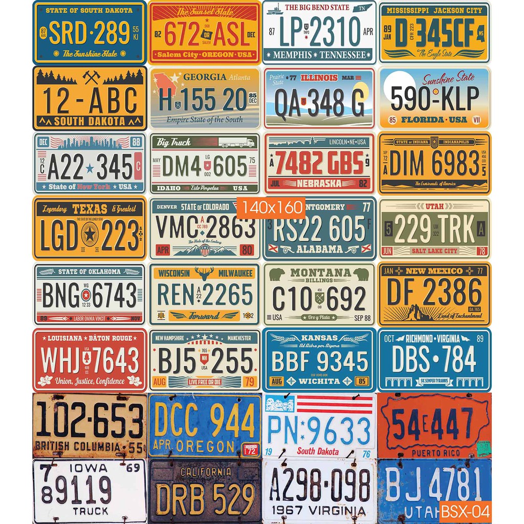 Combo Set 32 tờ Decal biển số xe dán tường siêu đẹp
