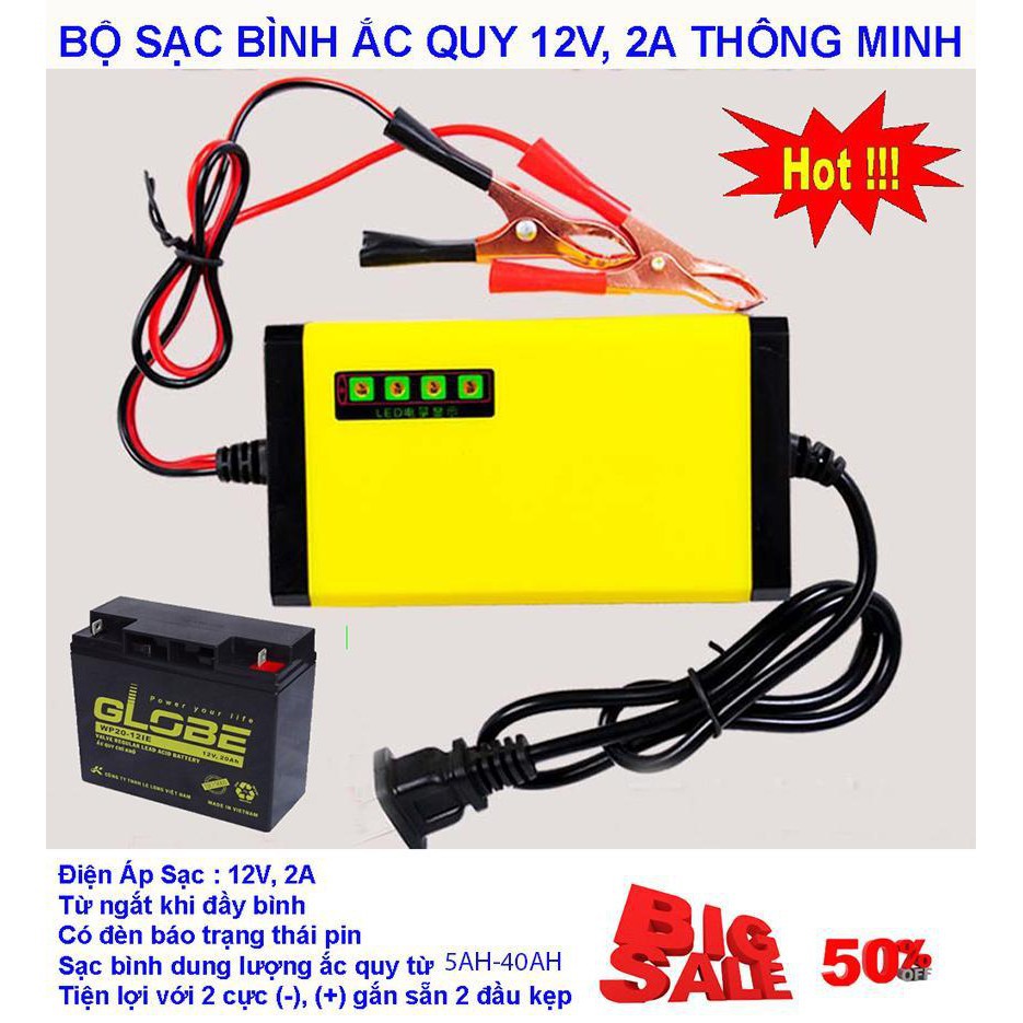 [FREESHIP] BỘ SẠC BÌNH ẮC QUY 12V-2A, 12V-15A AUTO